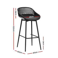 Gardeon 2PC Outdoor Bar Stools Plastic Metal Dining Chair Patio Furniture Garden