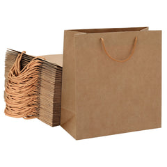 50pcs Bulk Kraft Paper Bags Pack Brown Shopping Retail Gift Bags Reusable Brown