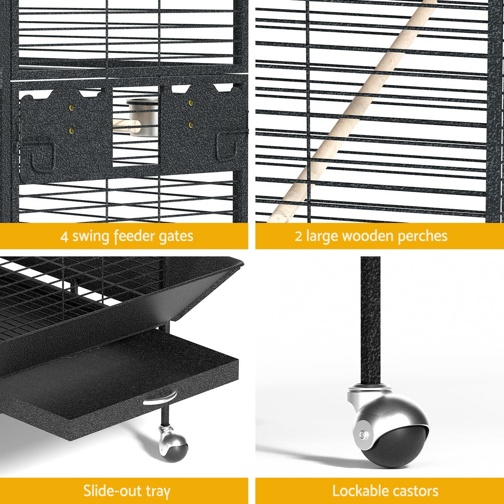 i.Pet Bird Cage Large Jumbo Aviary Budgie Perch Cage Parrot Stand Wheels Corner