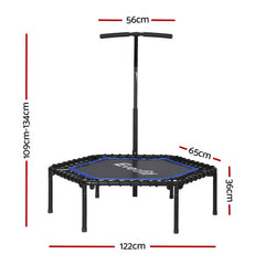 Everfit 48inch Hexagon Trampoline Kids Exercise Fitness Adjustable Handrail Blue