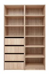 GENEVA THREE SHELF/FOUR DRAWER BUILT IN WARDROBE - CLASSIC - NATURAL OAK