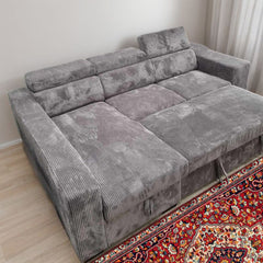 Comfort Sleeper: Stylish Fabric Sofa Bed for Cozy Living Dark Grey - Left