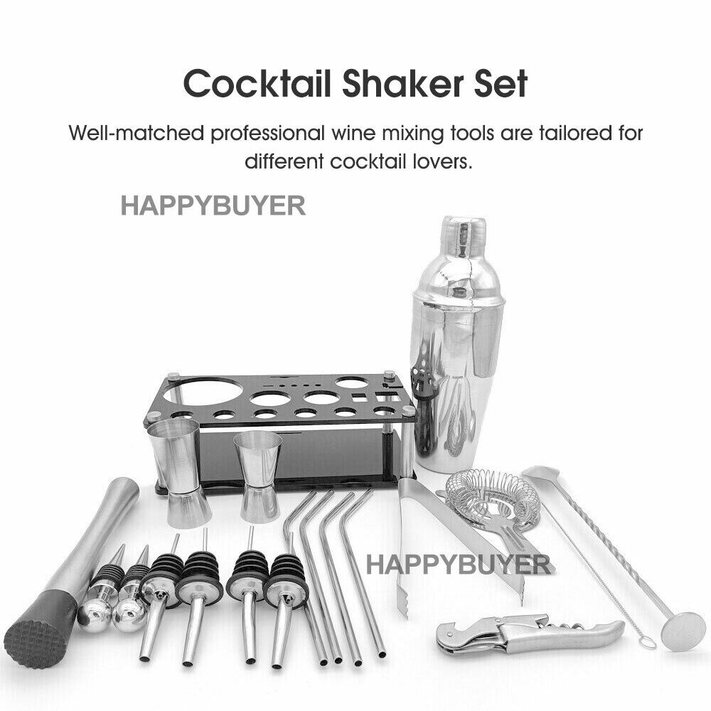 20Pcs Cocktail Shaker Set 750ml Martini Strainer Bartender Kit Bar Spirits Maker