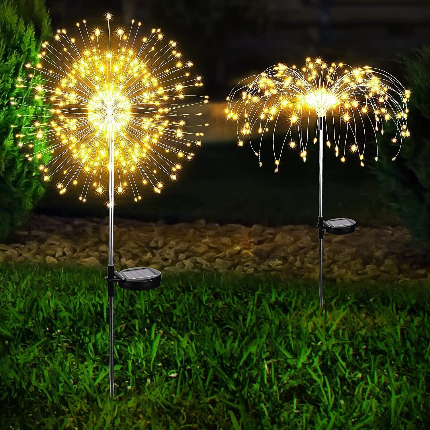 Warm White Fireworks 150 LED Fairy String Lights Starburst Solar Xmas Garden Night Lamp Hot NEW