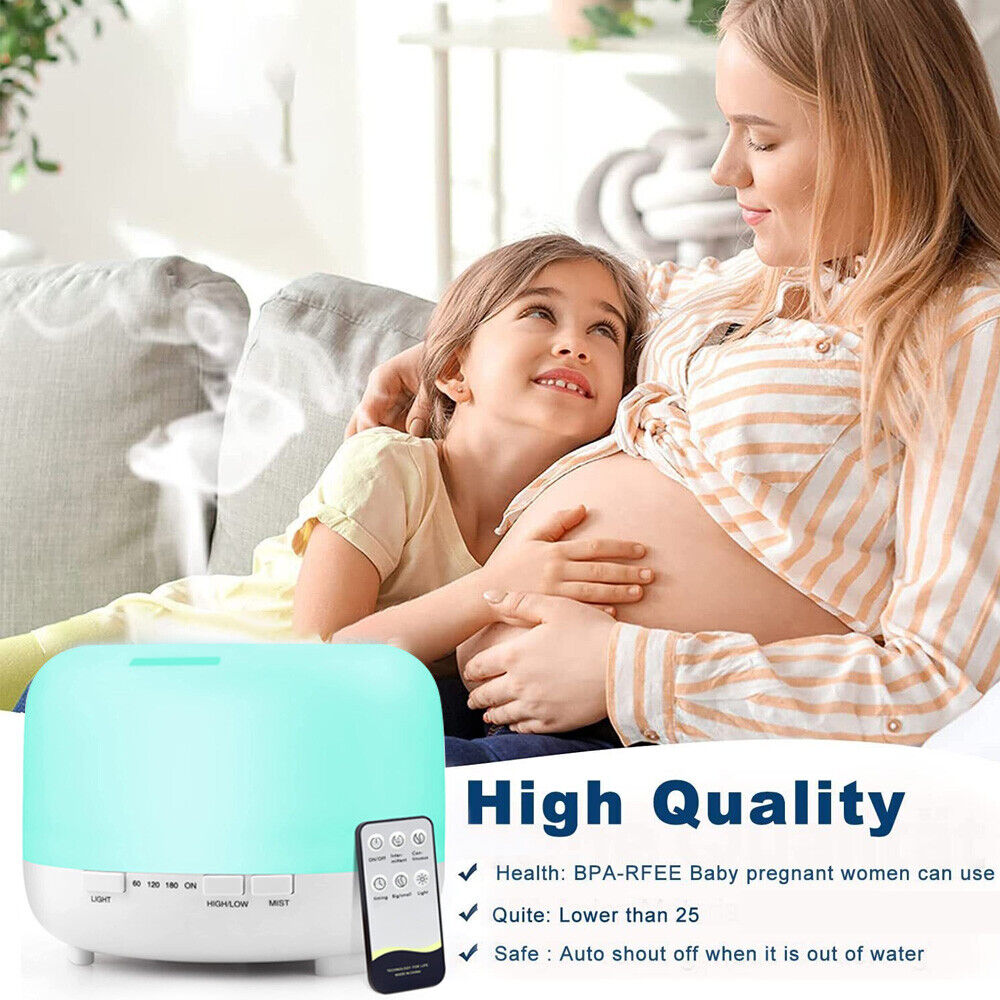 Aroma Aromatherapy Diffuser LED Oil Ultrasonic Air Humidifier Purifier 500ML white