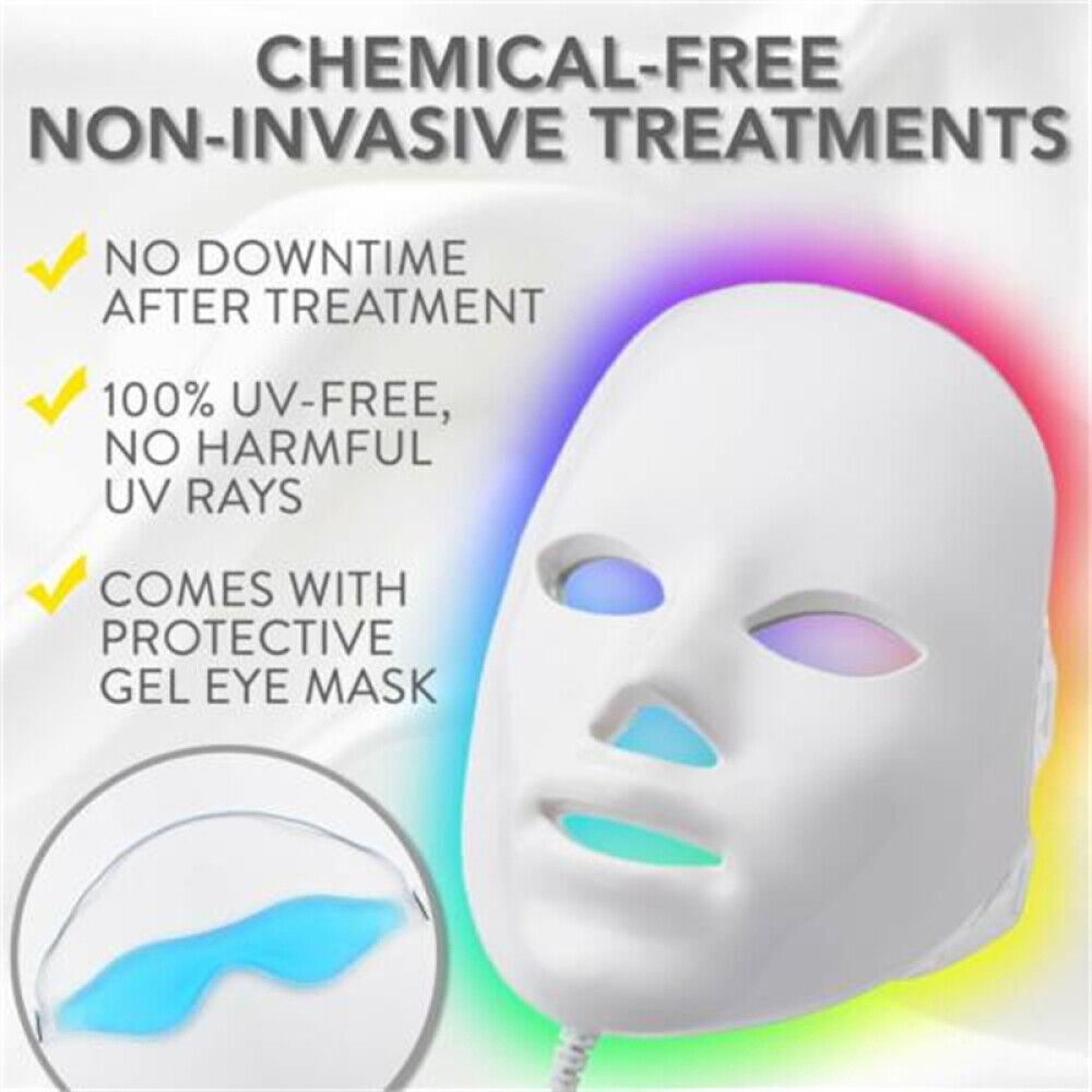 7-Color LED Light Photon Face Mask Neck Rejuvenation Skin Facial Wrinkle Therapy