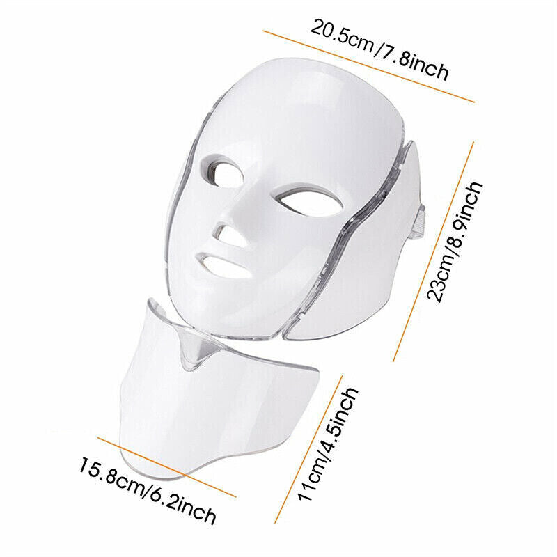 7-Color LED Light Photon Face Mask Neck Rejuvenation Skin Facial Wrinkle Therapy