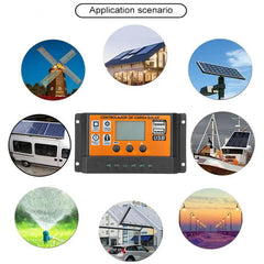 100A PWM Solar Power Panel Regulator Charge LCD Controller 12V/24V Dual USB A