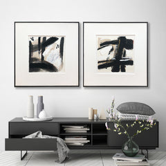 Wall Art Original Abstract Oil Painting on Framed Canvas 1000mmx1000mm Set of 2 Contemplative Space
