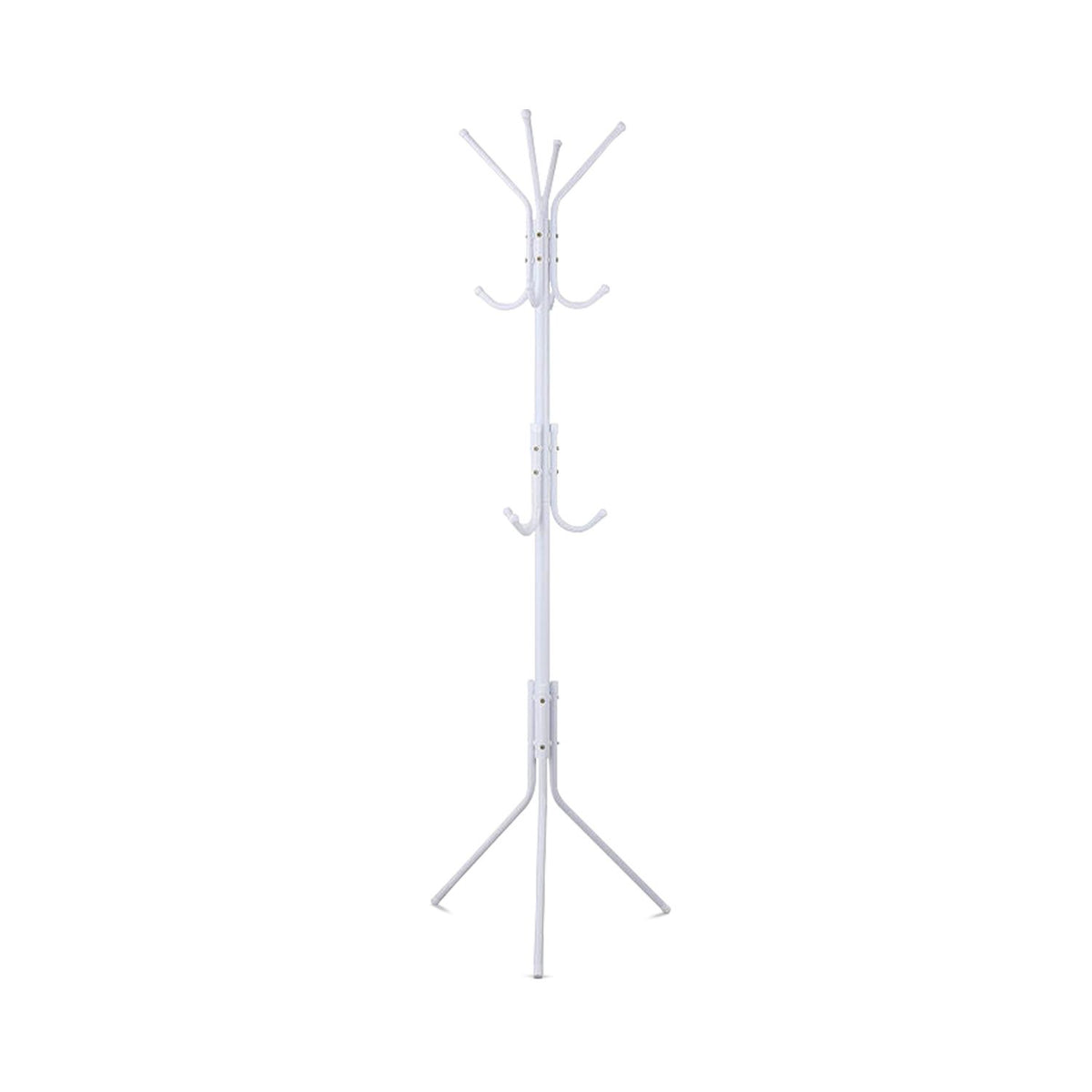 EKKIO 12 Hook Metal Coat Rack Stand with 3-Tier Hat Hanger (White) EK-CRS-100-GQR