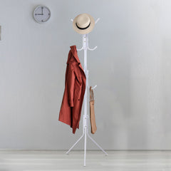 EKKIO 12 Hook Metal Coat Rack Stand with 3-Tier Hat Hanger (White) EK-CRS-100-GQR