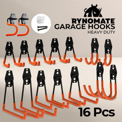 RYNOMATE 16 Pack Garage Hooks Heavy Duty (Orange) RNM-HHD-100-NK