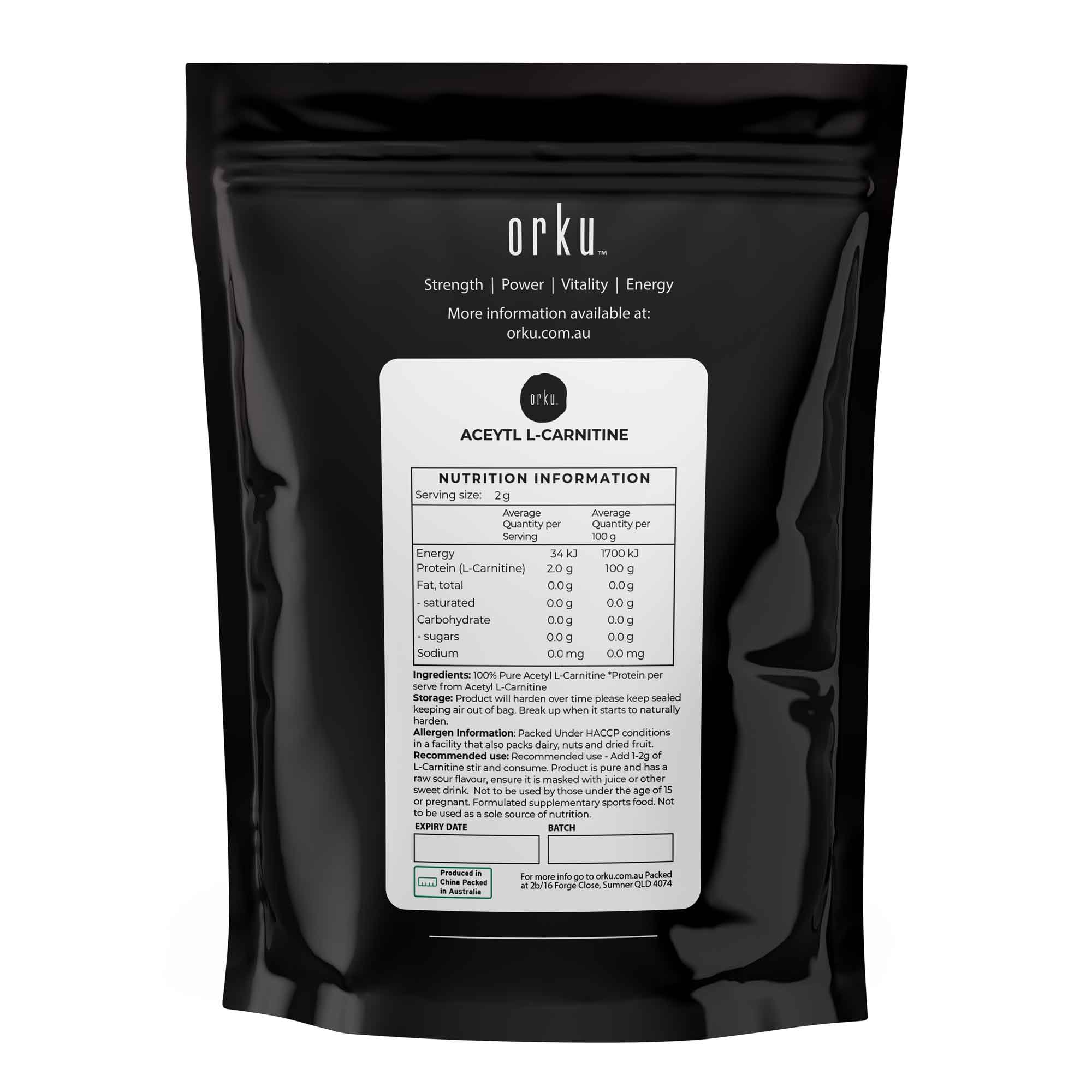 400g Acetyl L-Carnitine HCL Powder - USP Grade Pre Workout ALCAR Supplement