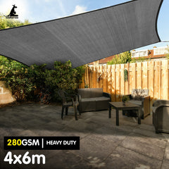 Wallaroo 280gsm Outdoor Sun Shade Sail Canopy Grey - 4m X 6m