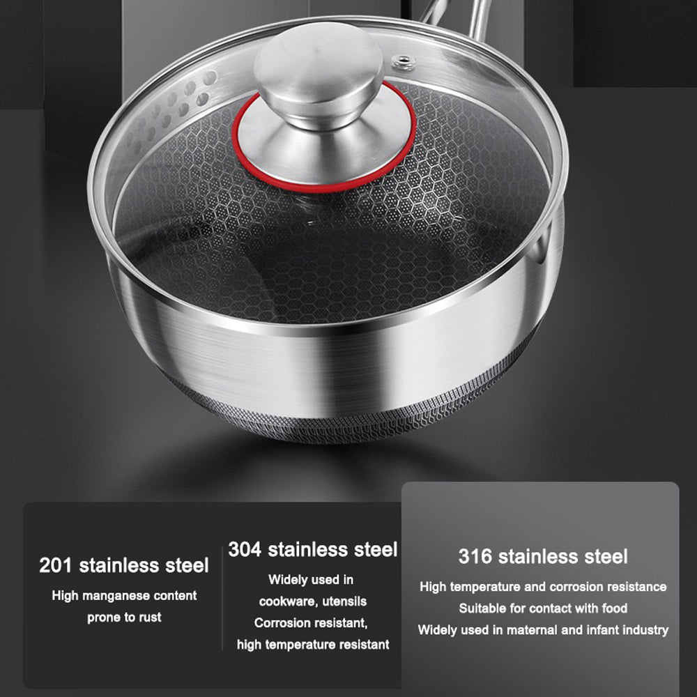 Premium 316 Stainless Steel Non-Stick 22cm Milk Pot with Double-Sided Honeycomb Design
