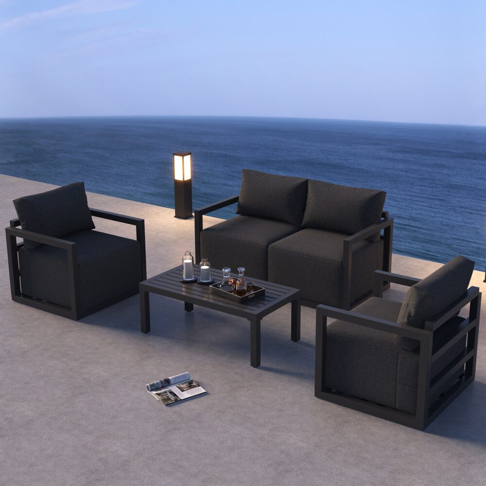 Alfresco Serenity Outdoor Lounge Set – Charcoal Grey