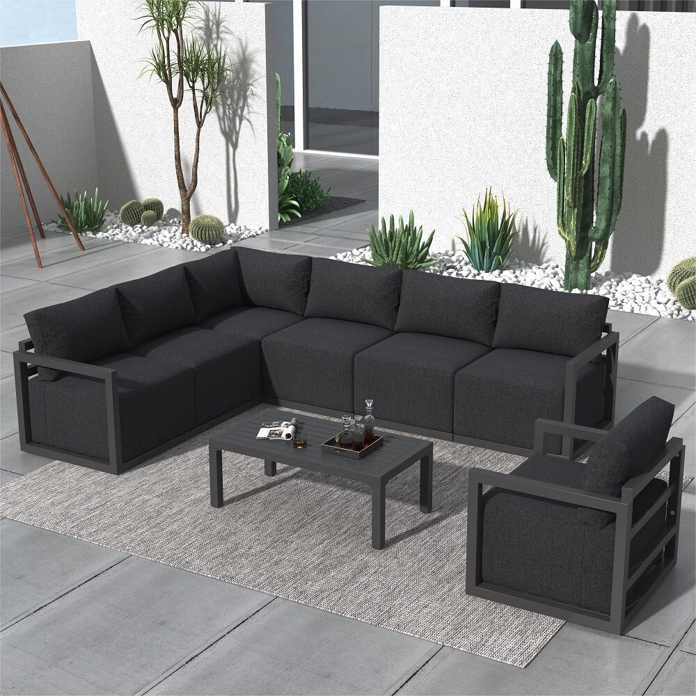 Alfresco 7-Seat Garden Lounge Set – White