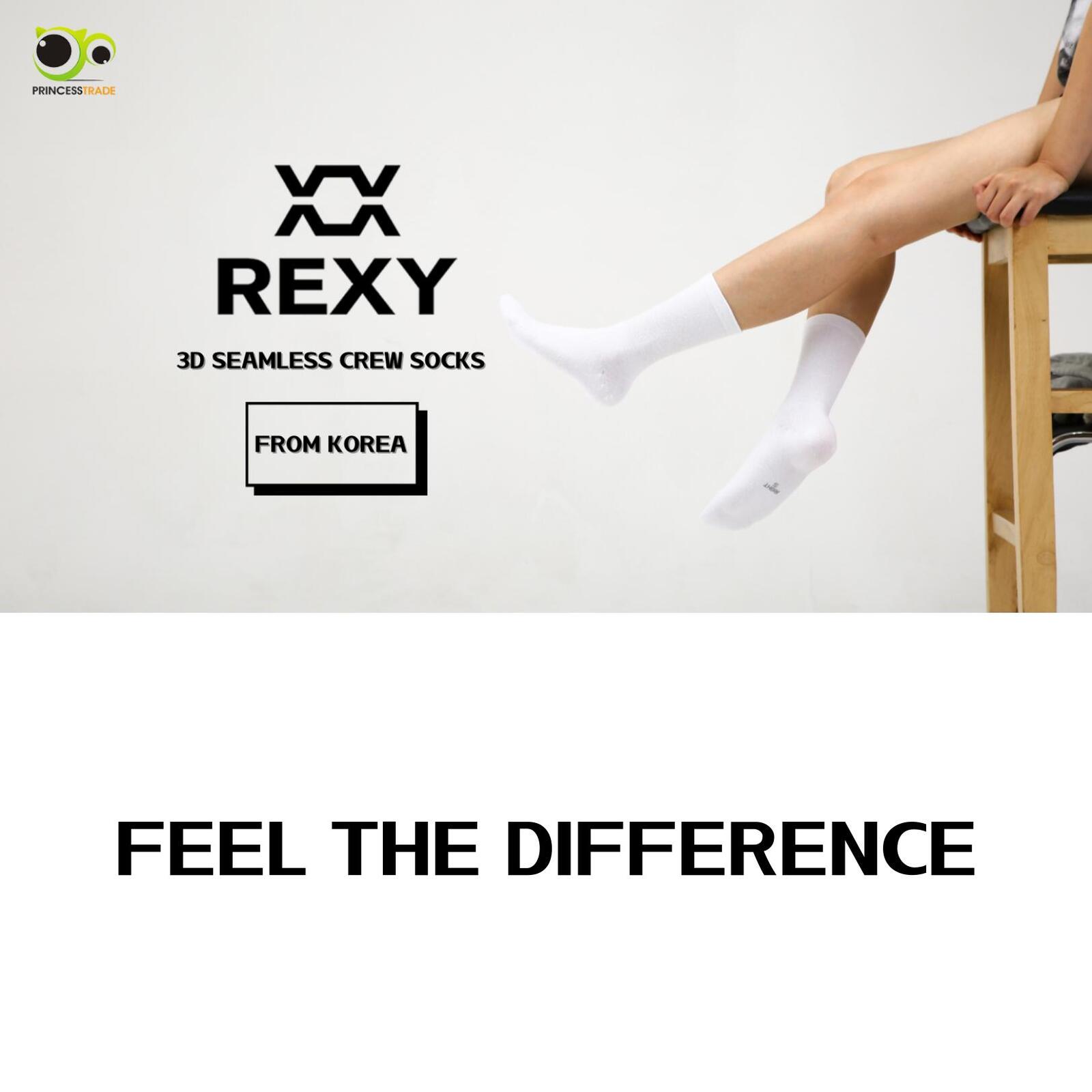 5X Rexy 3D Seamless Crew Socks Small Slim Breathable WHITE