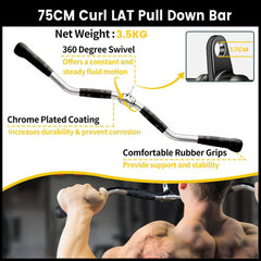 75cm Tricep Press Pulldown Bar Cable Machine Revolving LAT Pull down Bar Rotating Curl Bar