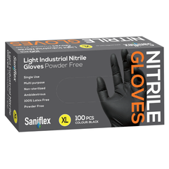 Saniflex Light Industrial Black Nitrile Gloves 100 Pack - X-Large