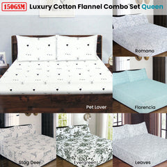 ICF Store Cotton Flannel Combo Fitted Sheet Set Queen Pet Lover