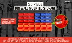 30 Bins Tool Storage Wall Mounted Organiser Parts Garage Workshop Box Heavy Duty