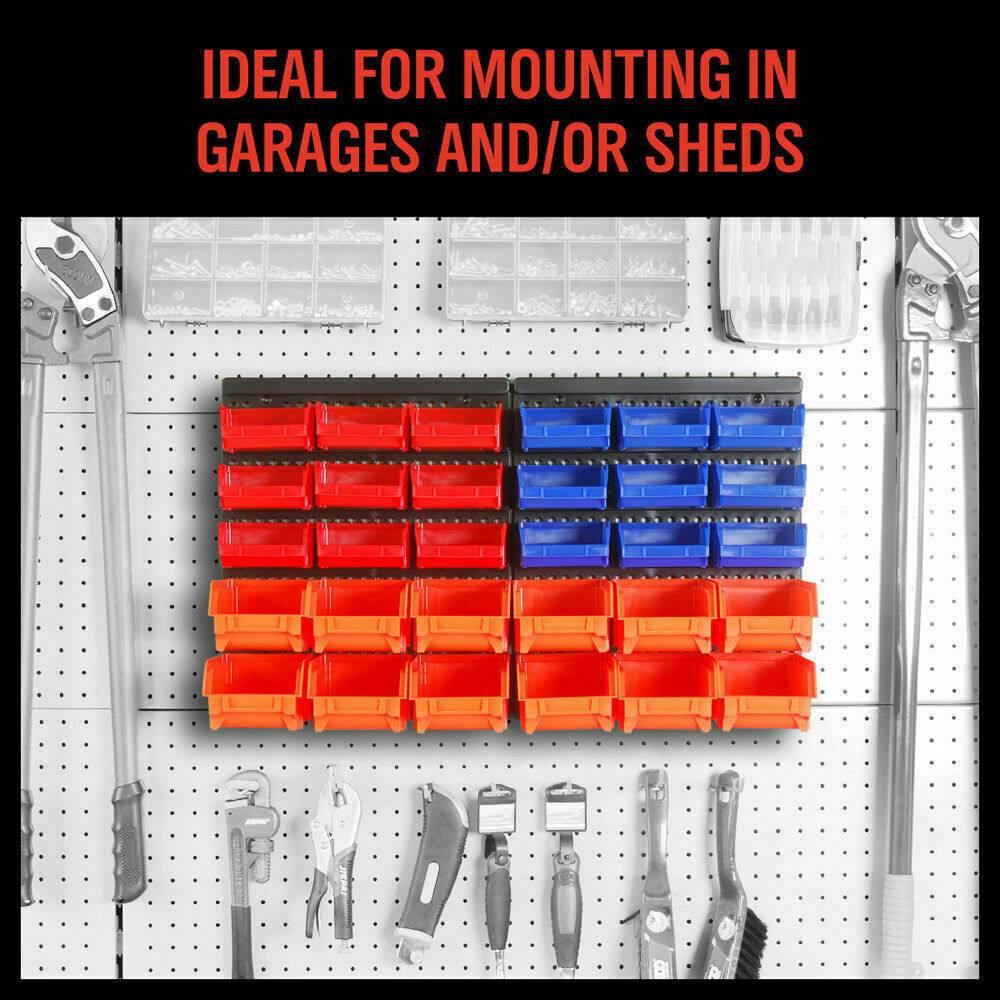 30 Bins Tool Storage Wall Mounted Organiser Parts Garage Workshop Box Heavy Duty