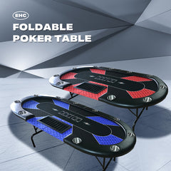 10 Player Foldable Blue Color Poker Table Blackjack Texas Holdem Table with Cup Holders