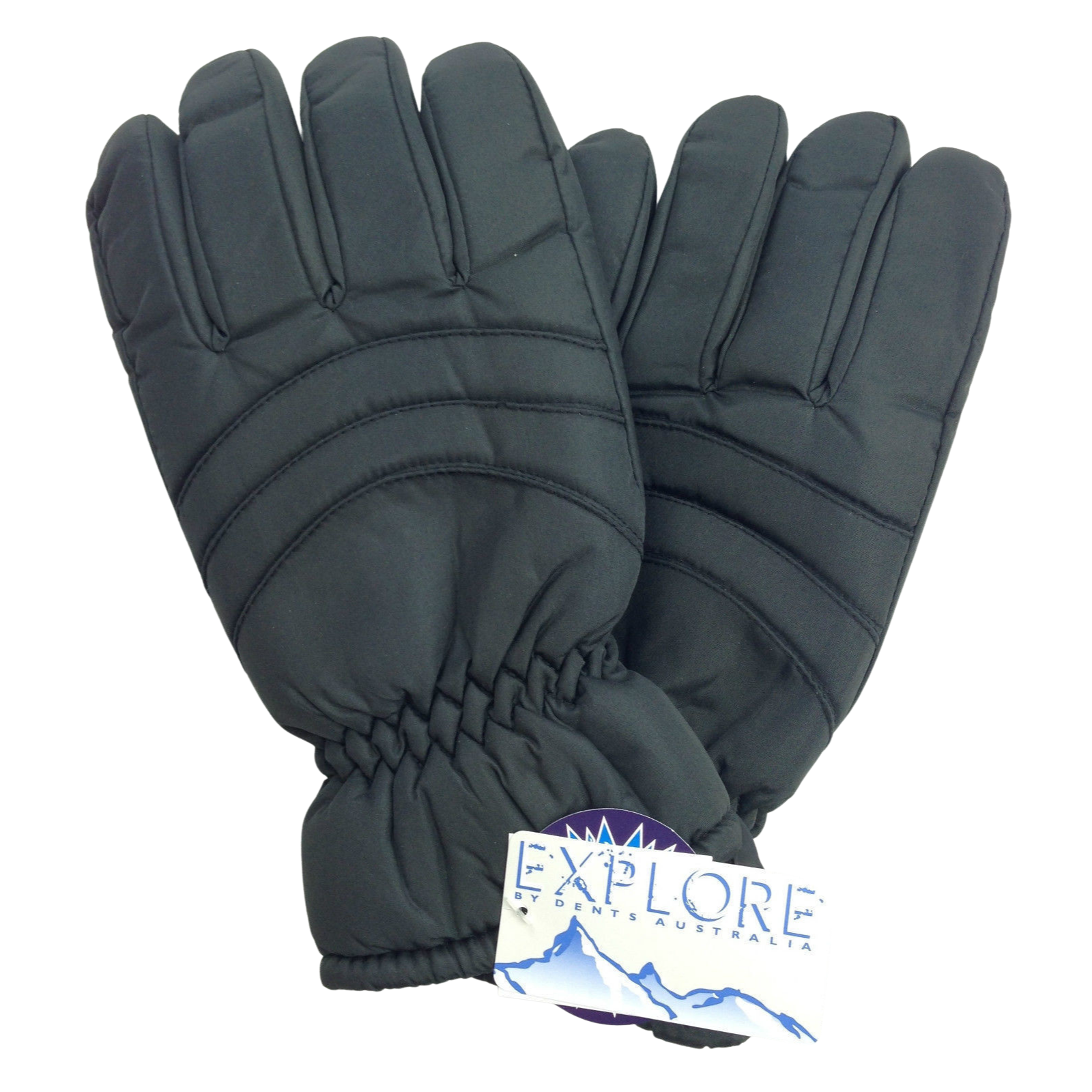 Mens Thermal Ski Gloves Waterproof Warm Winter Snow Insulation Plain - Black - S/M