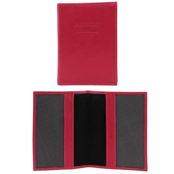 Pierre Cardin Slim Leather Passport Wallet Holder RFID Case Cover - Fuschia