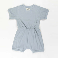 Ponchik Babies + Kids - Ribbed Cotton Romper - Capri Blue - 0-3 months