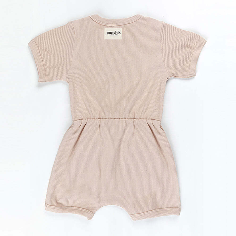 Ponchik Babies + Kids - Ribbed Cotton Romper - Sugar Cookie - 0-3 months