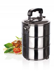Stackable 3-Tier Stainless Steel Lunch Bento Box Tiffin Storage Pot - 23cm x 15cm