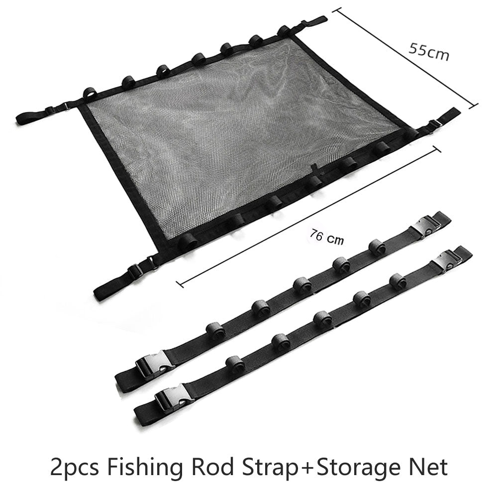 Car Fishing Rod Strap Vehicle Rod Carrier Storage Net Fishing Pole Holder SUV-2PCS Black Fishing Strap