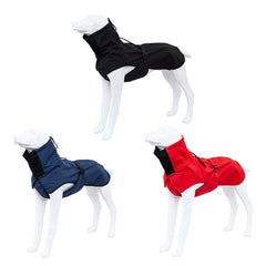 Pet Dog Raincoat Poncho Jacket Windbreaker Waterproof Clothes with Harness Hole-M-Red