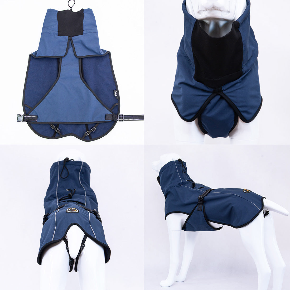 Pet Dog Raincoat Poncho Jacket Windbreaker Waterproof Clothes with Harness Hole-L-Blue