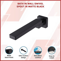 Bath In Wall Swivel Spout in Matte Black