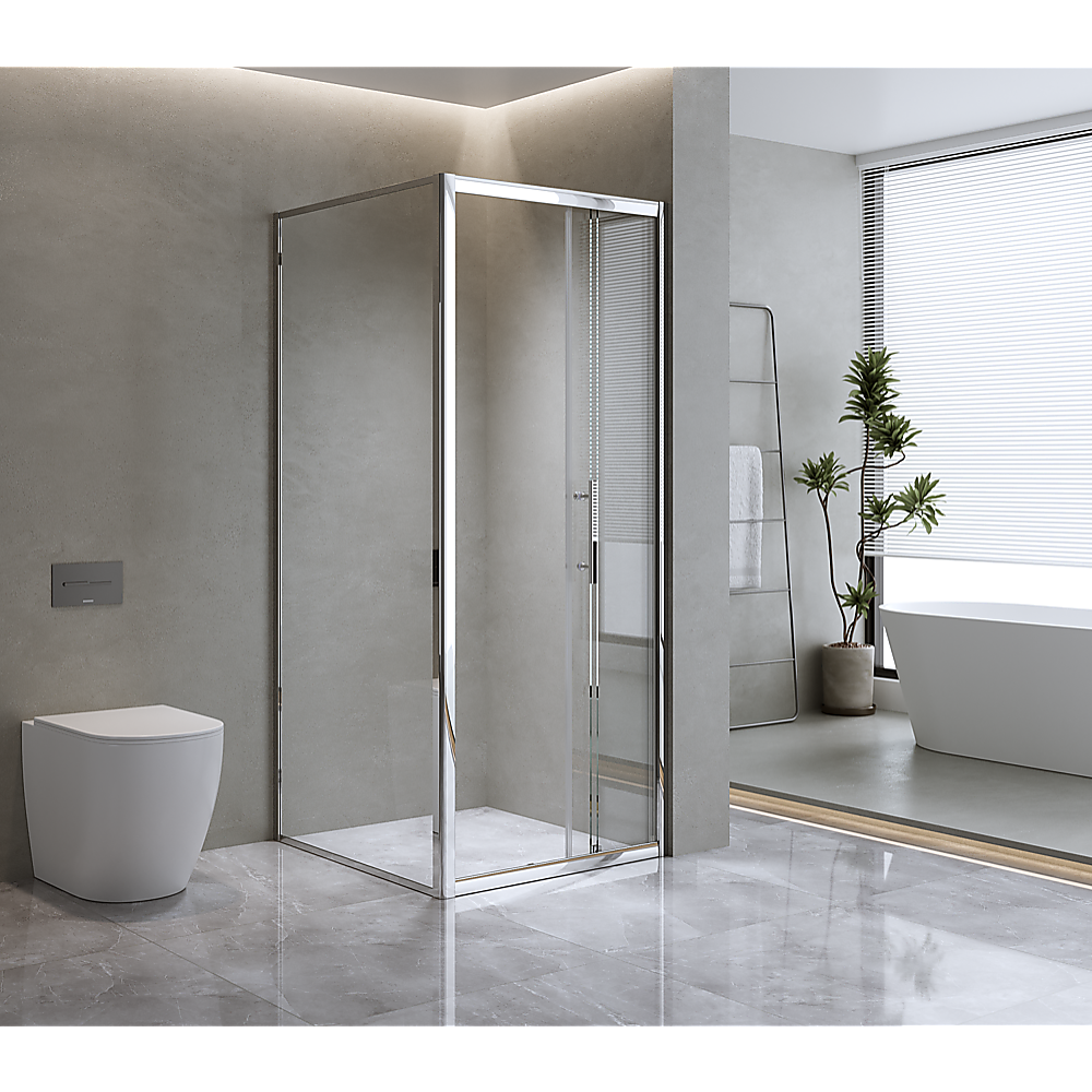 40mm Adjustable Contemporary Corner Sliding Chrome Shower Screen 116x80cm