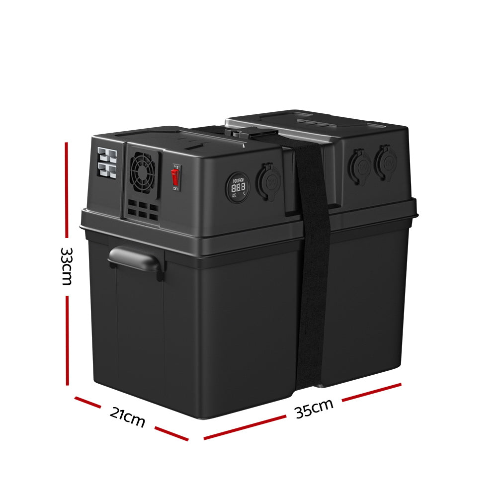 Giantz Battery Box 500W Inverter Deep Cycle Battery Portable Caravan Camping USB