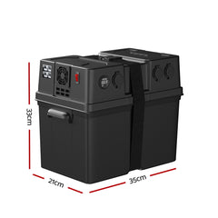 Giantz Battery Box 500W Inverter Deep Cycle Battery Portable Caravan Camping USB