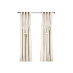 Artiss 2X 132x213cm Blockout Sheer Curtains Beige