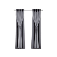 Artiss 2X 132x213cm Blockout Sheer Curtains Charcoal