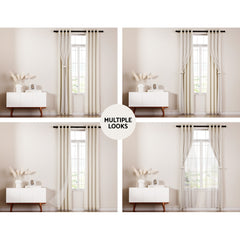 Artiss 2X 132x304cm Blockout Sheer Curtains Beige