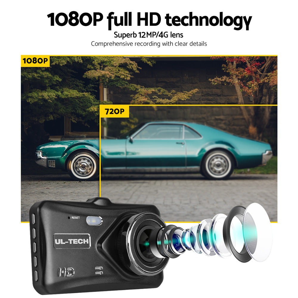 UL-tech Dash Camera 1080P 4" Front Rear View,UL-tech Dash Camera 1080P 4" Front Rear View Cam Car DVR Reverse Recorder 32GB