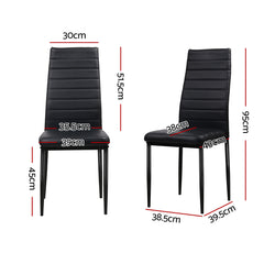 Artiss Dining Chairs Black PU Leather Set of 4 Astra