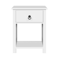Artiss 2 X Bedside Table 1 Drawer with Shelf - EMMA White