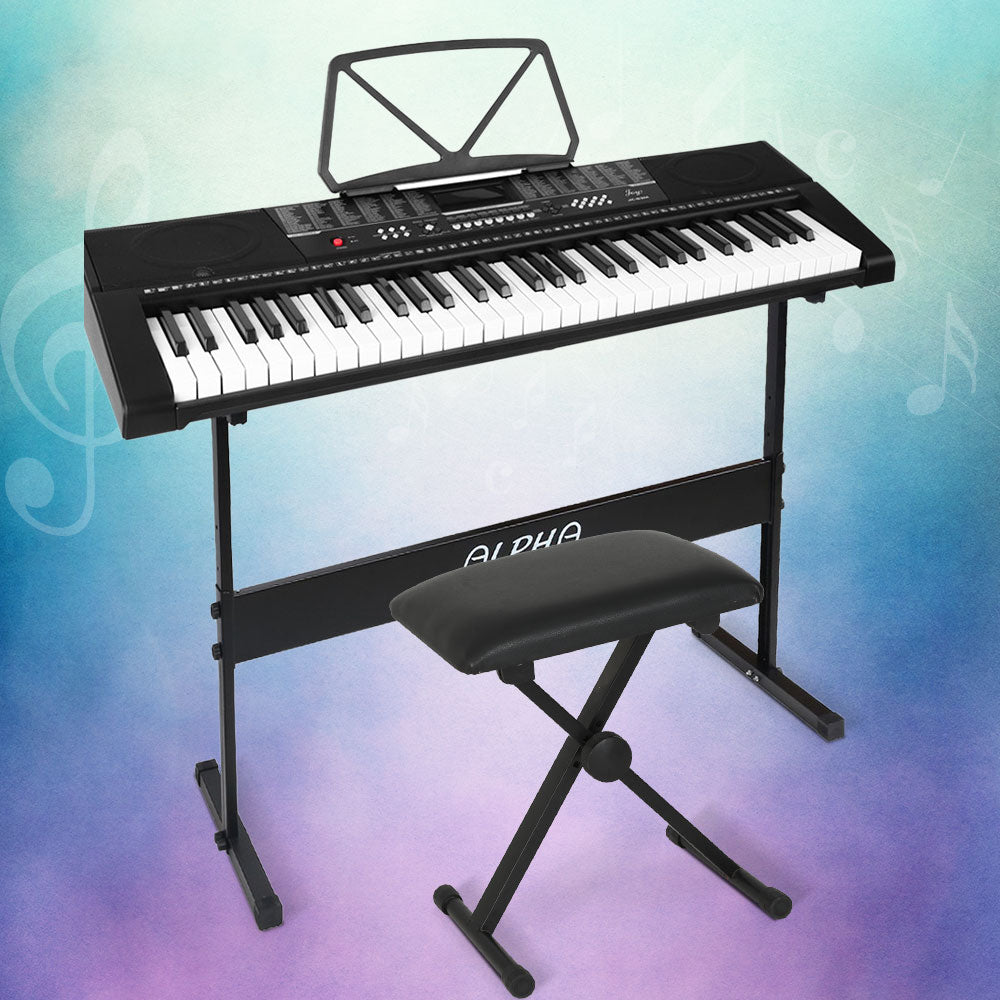 Alpha 61 Keys Electronic Piano Keyboard Digital Electric w/ Stand Stool Speaker