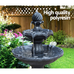 Gardeon Solar Water Feature 3 Tiers Black 93cm