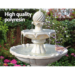 Gardeon Solar Water Feature 3 Tiers Ivory 93cm