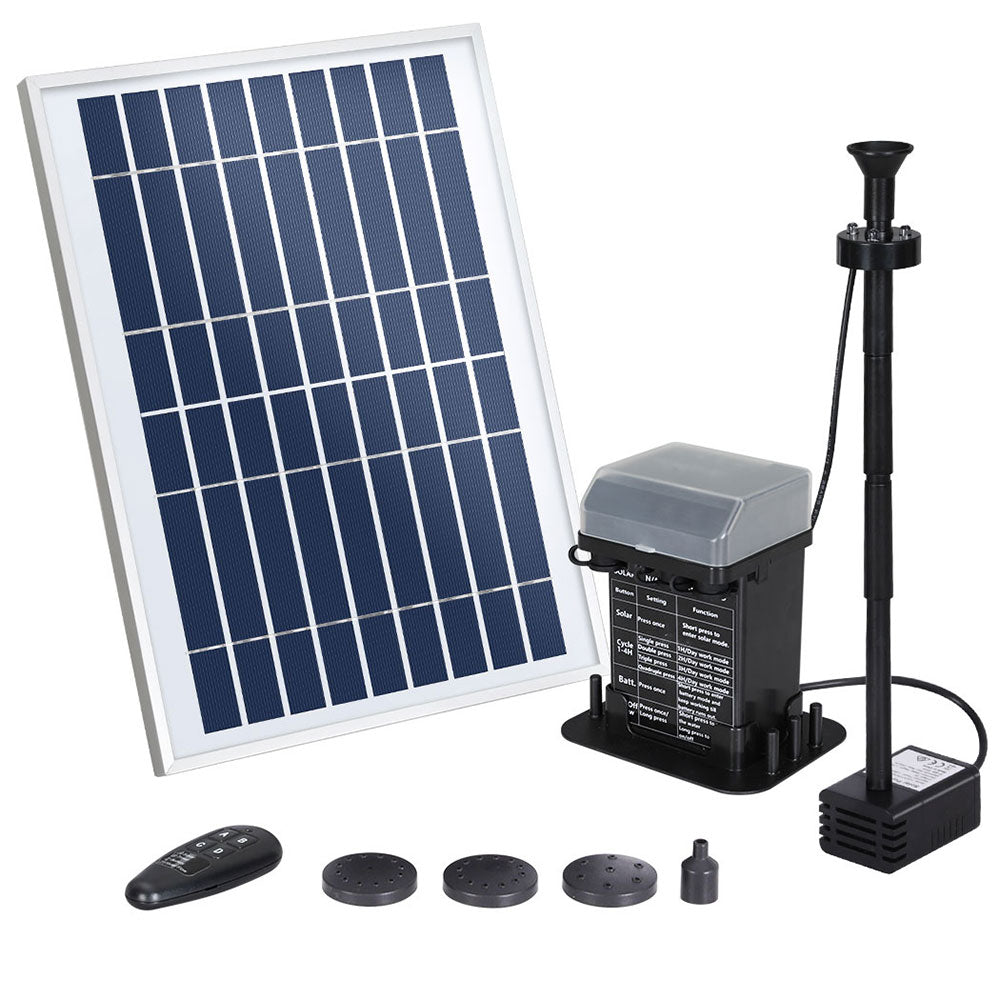 Gardeon Solar Pond Pump with Battery Kit LED Lights 5.2FT